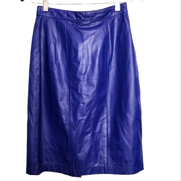 Vintage Soft Leather Knee Length Pencil Skirt High Waist Evan Davies 6 - Picture 1 of 6